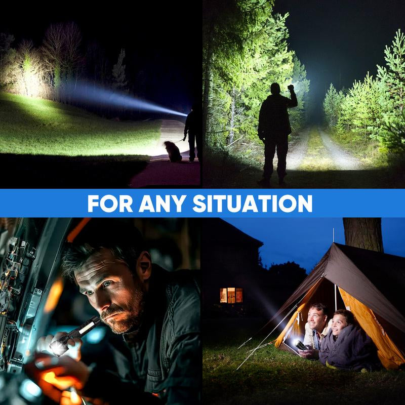 Light Up Every Moment — Your Rechargeable 7-Mode Powerhouse Flashlight" - Rechargeable & Adjustable Brightness with IPX4 Waterproof,  - Ideal for Outdoor Adventures, Emergencies, Camping, Fishing, Garden Illumination, Night Security, & Garage Use