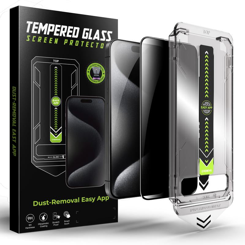UnBreak-Glass 28° Anti-Spy iPhone Screen Protector — Full-Coverage 9H Tempered Glass with Zero Bubbles