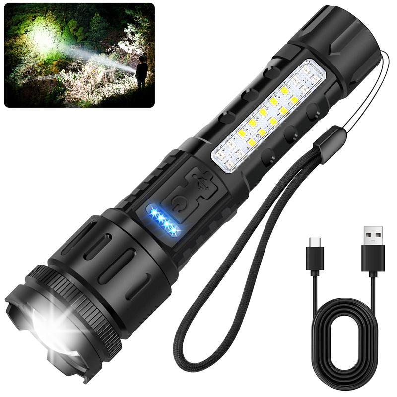 Light Up Every Moment — Your Rechargeable 7-Mode Powerhouse Flashlight" - Rechargeable & Adjustable Brightness with IPX4 Waterproof,  - Ideal for Outdoor Adventures, Emergencies, Camping, Fishing, Garden Illumination, Night Security, & Garage Use