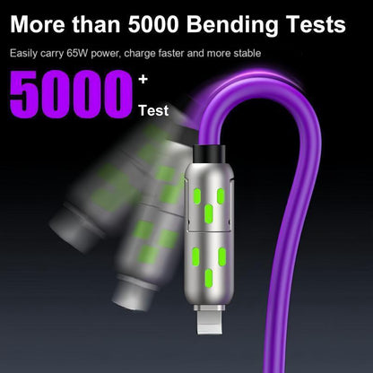 One Cable to Charge Them All — 6.6 ft 4-in-1 USB-C PD Cable with Lightning, USB-A, USB-C & Data Sync