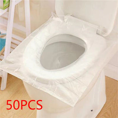 Stay Safe & Comfortable Anywhere-50-Pack Individually Wrapped Disposable Waterproof Toilet Covers-Non-Slip Protection, Anywhere You Go”